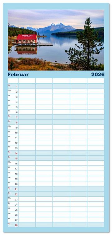 Produktbild: Familienplaner 2026 - Kanadas Rocky Mountains: Zwischen Gipfeln & glasklaren Seen mit 5 Spalten (Wandkalender, 21 x 45 cm) CALVENDO