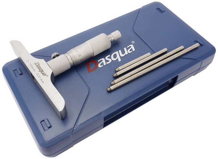 Produktbild: Dasqua 4611-8120 Tiefenmikrometer mit austauschbarer Stange 100mm (max) Ablesung: 0.01mm
