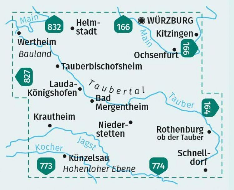 Produktbild: KOMPASS Wanderkarte 772 Taubertal, Hohenloher Ebene 1:50.000