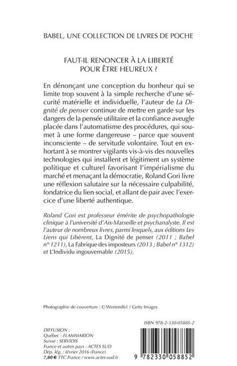 Produktbild: Faut-il renoncer &agrave; la libert&eacute; pour &ecirc;tre heureux ? : essai