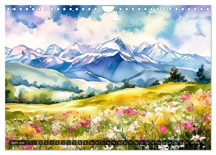 Produktbild: Die Natur in Aquarellbildern (Wandkalender 2026 DIN A4 quer), CALVENDO Monatskalender