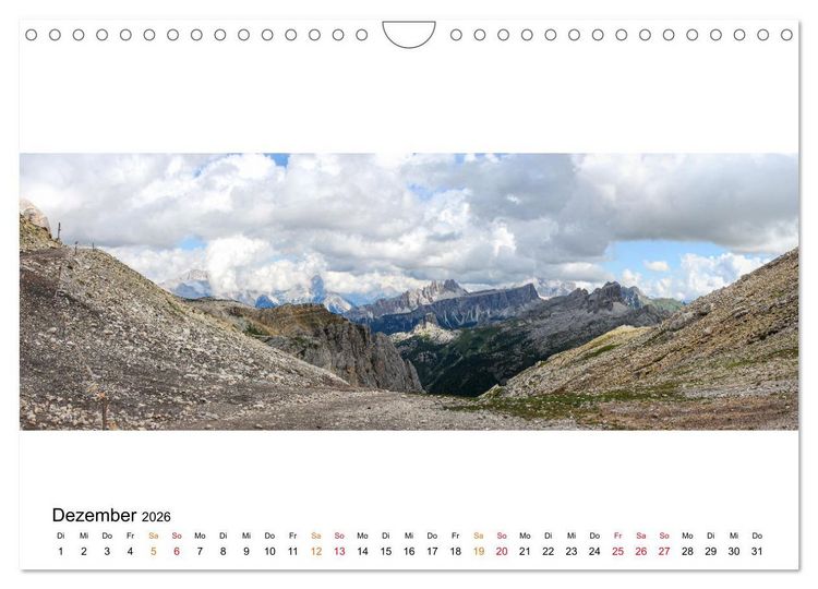 Produktbild: Der Dolomiten H&ouml;henweg EINS in Panoramabildern (Wandkalender 2026 DIN A4 quer), CALVENDO Monatskalender