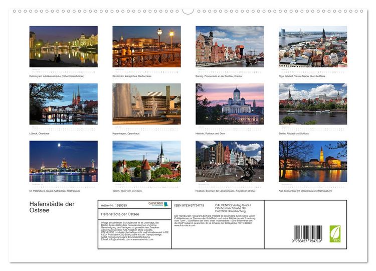 Produktbild: Hafenst&auml;dte der Ostsee (hochwertiger Premium Wandkalender 2026 DIN A2 quer), Kunstdruck in Hochglanz