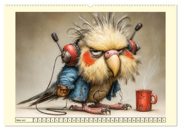 Produktbild: Schr&auml;ge V&ouml;gel. Skurrile Portraits mit Charakter und Charme (hochwertiger Premium Wandkalender 2027 DIN A2 quer), Kunstdruck in Hochglanz