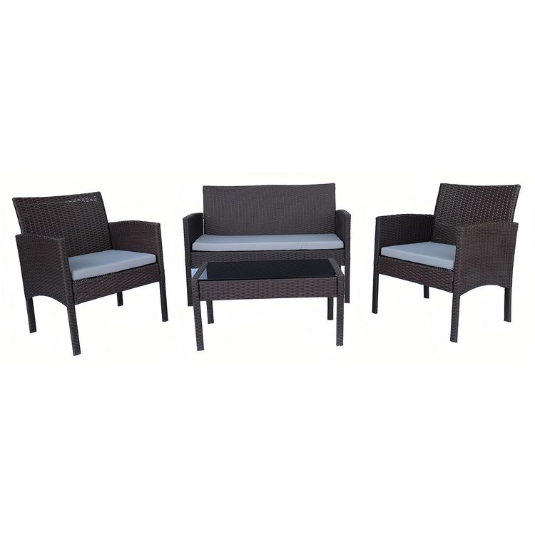 Produktbild: HTI-Living 4-teiliges Outdoorset Zita braun/beige Polyrattan