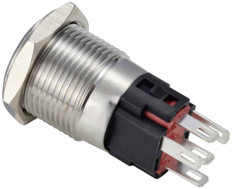 Produktbild: TRU COMPONENTS TC-12647536 Drucktaster 250 V/AC 3 A 1 x Aus/(Ein) IP65 Rot tastend Edelstahl 1 St.