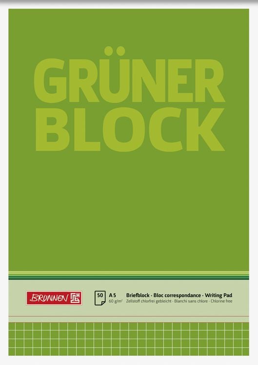 Produktbild: Brunnen Briefblock A5 60g Gr&uuml;n kariert