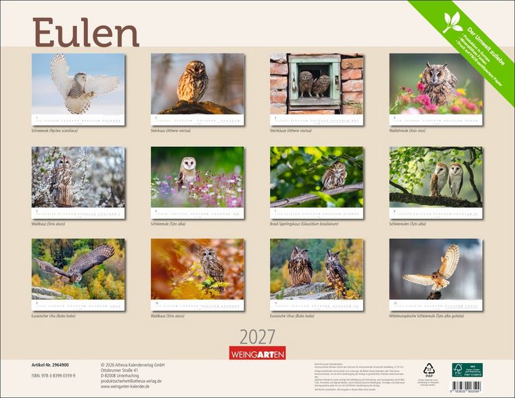 Produktbild: Eulen Kalender 2027