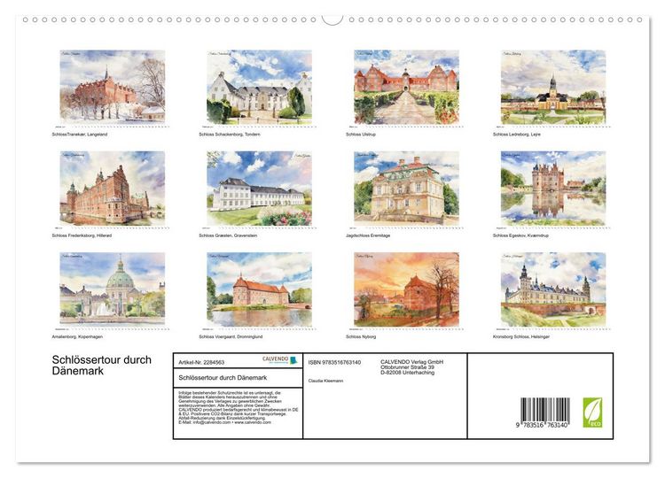 Produktbild: Schl&ouml;ssertour durch D&auml;nemark (hochwertiger Premium Wandkalender 2027 DIN A2 quer), Kunstdruck in Hochglanz