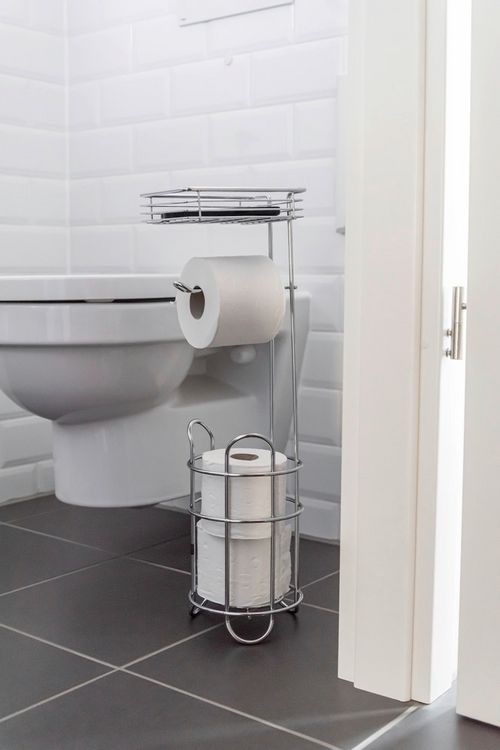 Toilettenpapierhalter stehend mit Ablage, Chrom, mit Ersatzrollenhalter  kaufen