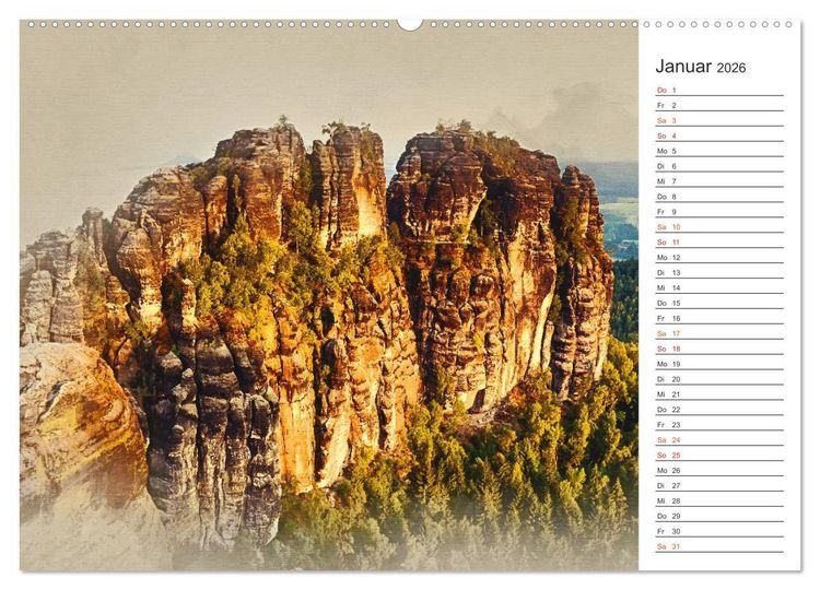 Produktbild: Traumhafte S&auml;chsische Schweiz (hochwertiger Premium Wandkalender 2026 DIN A2 quer), Kunstdruck in Hochglanz