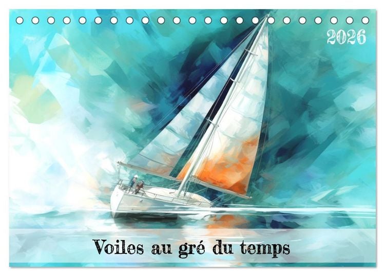 Produktbild: Voiles au gr&eacute; du temps (Calendrier de bureau 2026 DIN A5 vertical), CALVENDO calendrier mensuel