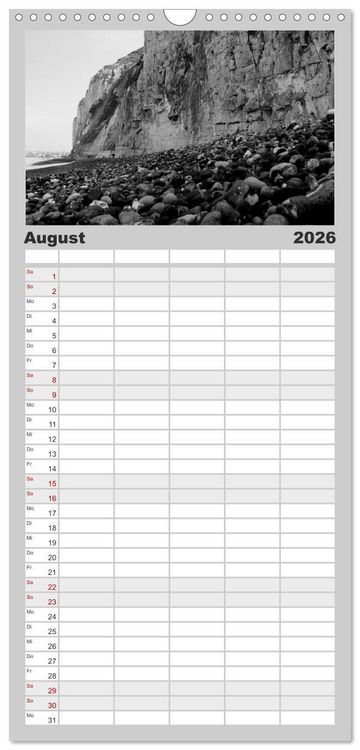 Produktbild: Familienplaner 2026 - BLACK 'N WHITE mit 5 Spalten (Wandkalender, 21 x 45 cm) CALVENDO