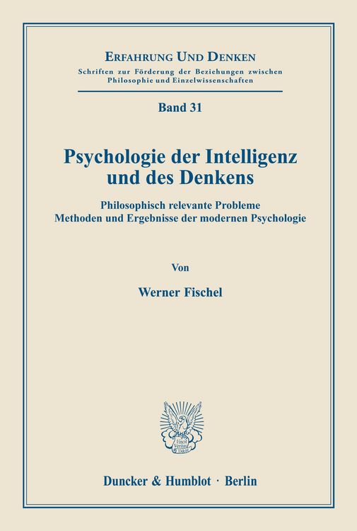 Produktbild: Psychologie der Intelligenz und des Denkens.