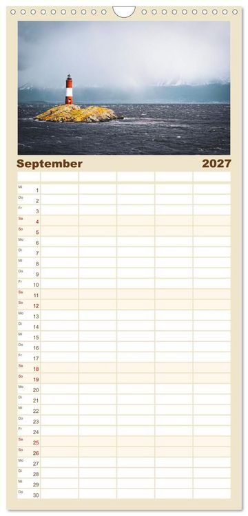 Produktbild: Familienplaner 2027 - Leuchtt&uuml;rme - An den sch&ouml;nsten K&uuml;sten. mit 5 Spalten (Wandkalender, 21 x 45 cm) CALVENDO