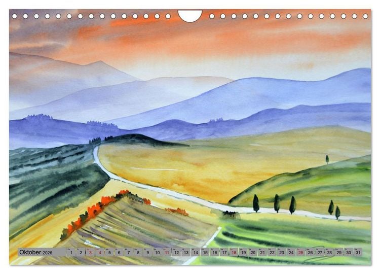 Produktbild: Toskana Aquarelle (Wandkalender 2026 DIN A4 quer), CALVENDO Monatskalender