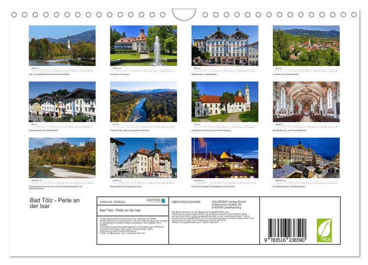 Produktbild: Bad T&ouml;lz - Perle an der Isar (Wandkalender 2026 DIN A4 quer), CALVENDO Monatskalender