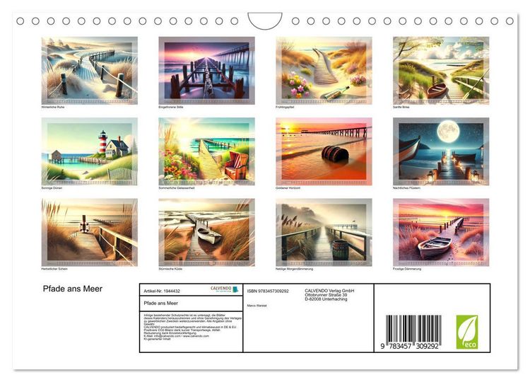 Produktbild: Pfade ans Meer (Wandkalender 2026 DIN A4 quer), CALVENDO Monatskalender