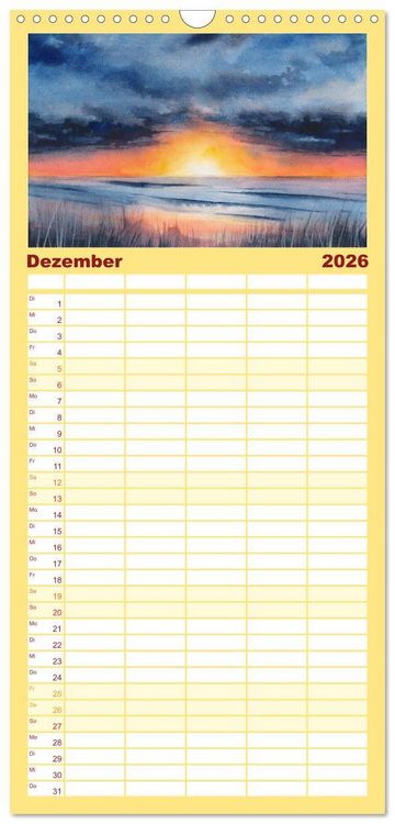 Produktbild: Familienplaner 2026 - Landschaft in Aquarell mit 5 Spalten (Wandkalender, 21 x 45 cm) CALVENDO