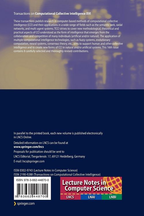 Produktbild: Transactions on Computational Collective Intelligence XVI