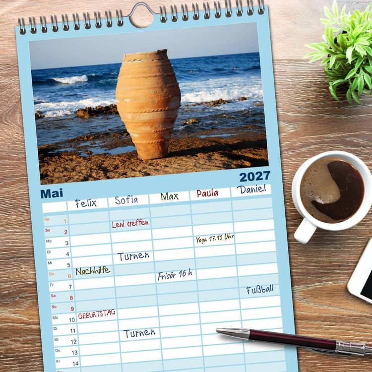 Produktbild: Familienplaner 2027 - Kreta - Griechischer Inseltraum mit 5 Spalten (Wandkalender, 21 x 45 cm) CALVENDO