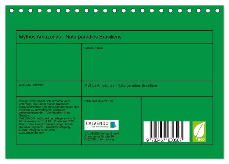 Produktbild: Mythos Amazonas - Naturparadies Brasiliens (Tischkalender 2026 DIN A5 quer), CALVENDO Monatskalender