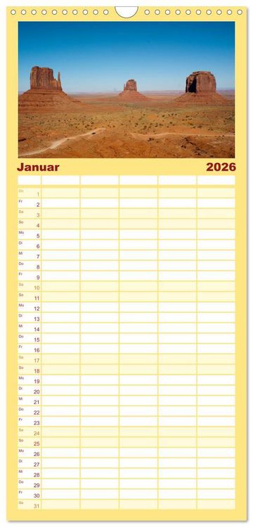 Produktbild: Familienplaner 2026 - Monument Valley mit 5 Spalten (Wandkalender, 21 x 45 cm) CALVENDO