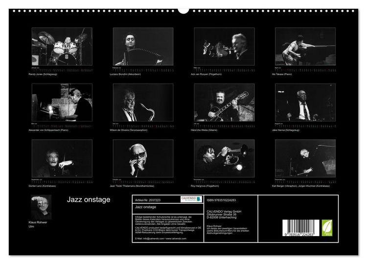Produktbild: Jazz onstage (Wandkalender 2026 DIN A2 quer), CALVENDO Monatskalender