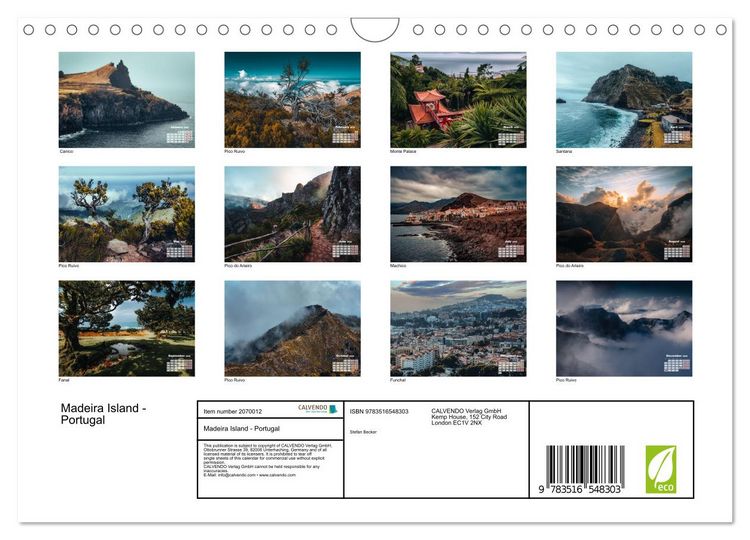 Produktbild: Madeira Island - Portugal (Wall Calendar 2026 DIN A4 landscape), CALVENDO 12 Month Wall Calendar