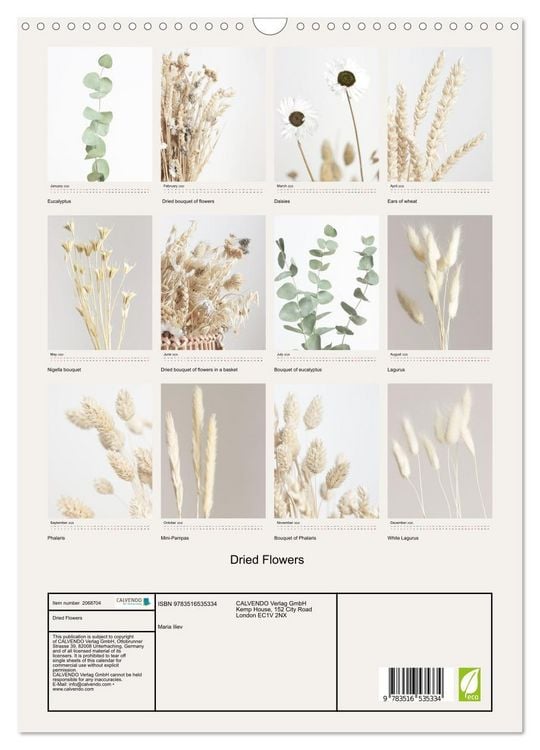 Produktbild: Dried Flowers (Wall Calendar 2026 DIN A3 portrait), CALVENDO 12 Month Wall Calendar
