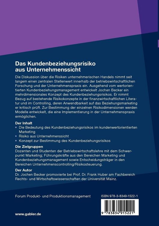 Produktbild: Das Kundenbeziehungsrisiko aus Unternehmenssicht