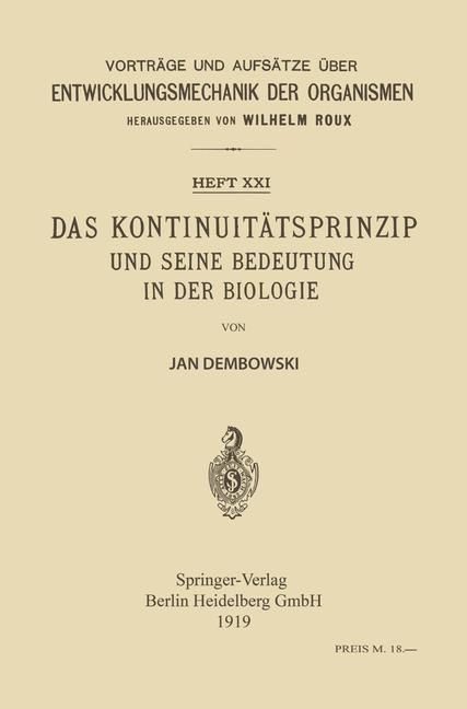 Produktbild: Das Kontinuit&auml;tsprinzip und seine Bedeutung in der Biologie