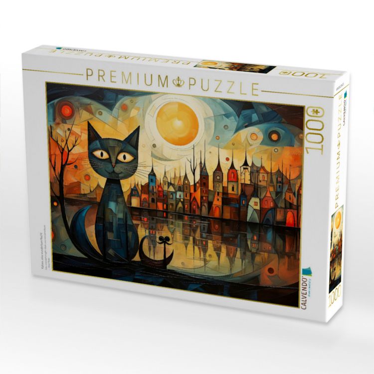 Produktbild: CALVENDO Puzzle Katzen, eine wunderbare Nacht | 1000 Teile Lege-Gr&ouml;&szlig;e 64x48cm Foto-Puzzle f&uuml;r gl&uuml;ckliche Stunden