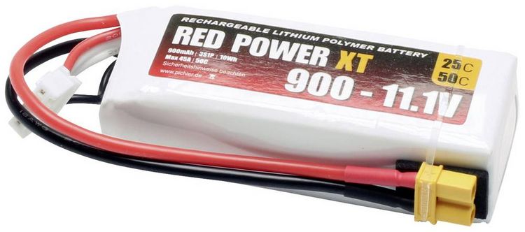 Produktbild: Red Power Modellbau-Akkupack (LiPo) 11.1V 900 mAh 25 C Softcase XT30