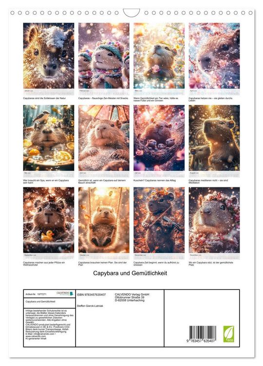 Produktbild: Capybara und Gem&uuml;tlichkeit (Wandkalender 2026 DIN A3 hoch), CALVENDO Monatskalender