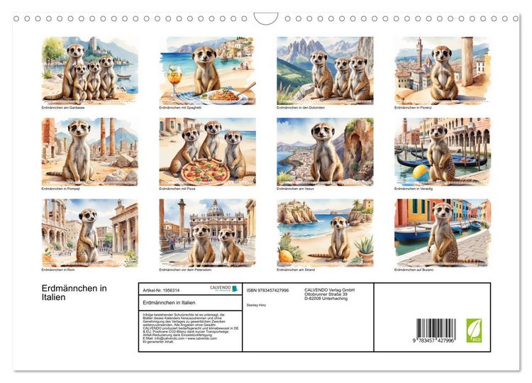 Produktbild: Erdm&auml;nnchen in Italien (Wandkalender 2026 DIN A3 quer), CALVENDO Monatskalender