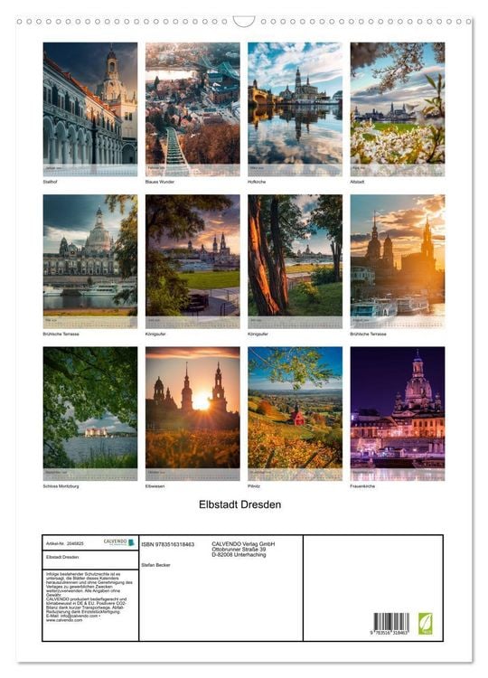 Produktbild: Elbstadt Dresden (Wandkalender 2026 DIN A2 hoch), CALVENDO Monatskalender