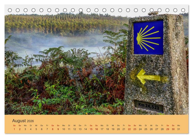 Produktbild: Auf den Spuren von Santiago - Wandern, Staunen, Seele baumeln lassen. (Tischkalender 2026 DIN A5 quer), CALVENDO Monatskalender