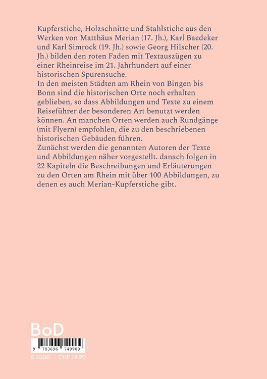 Produktbild: Eine Rheinreise von Bingen nach Bonn mit historischen Kupfer- und Stahlstichen