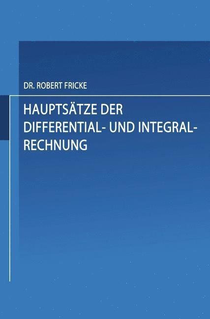Produktbild: Haupts&auml;tze der Differential- und Integral-Rechnung
