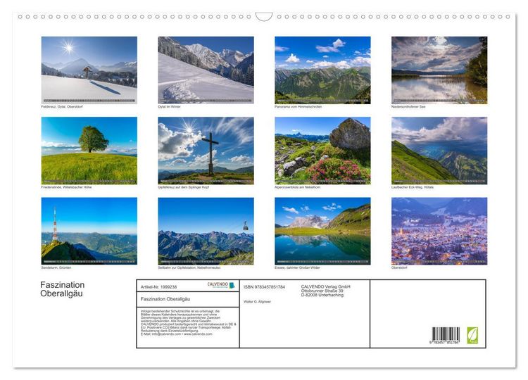 Produktbild: Faszination Oberallg&auml;u (Wandkalender 2026 DIN A2 quer), CALVENDO Monatskalender