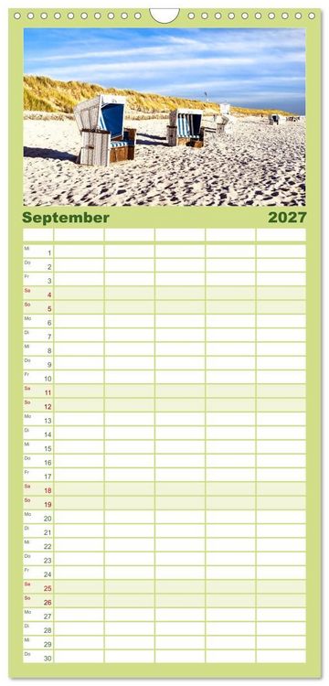 Produktbild: Familienplaner 2027 - SYLT D&uuml;nenwege mit 5 Spalten (Wandkalender, 21 x 45 cm) CALVENDO
