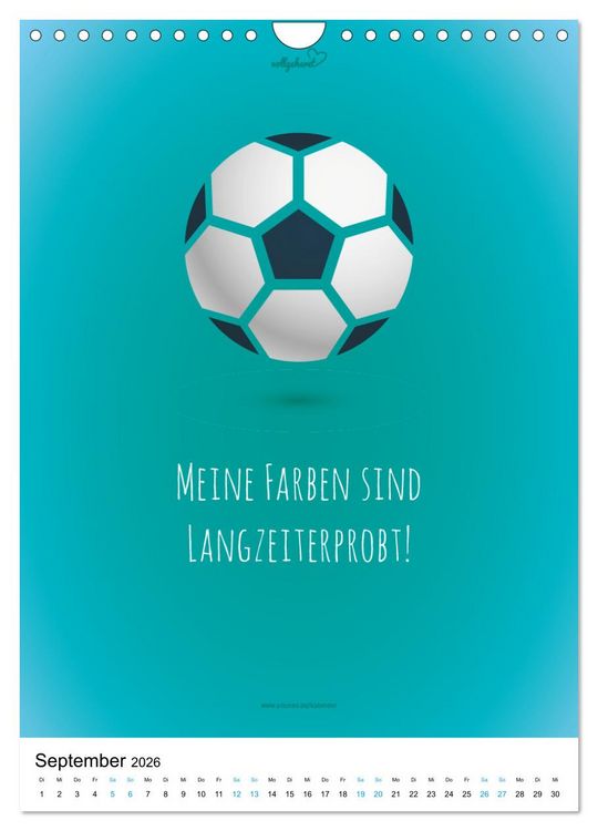 Produktbild: vollgeherzt: Der lustige Zitate-Wandkalender f&uuml;r Fu&szlig;ballfans und Sportbegeisterte! (Wandkalender 2026 DIN A4 hoch), CALVENDO Monatskalender