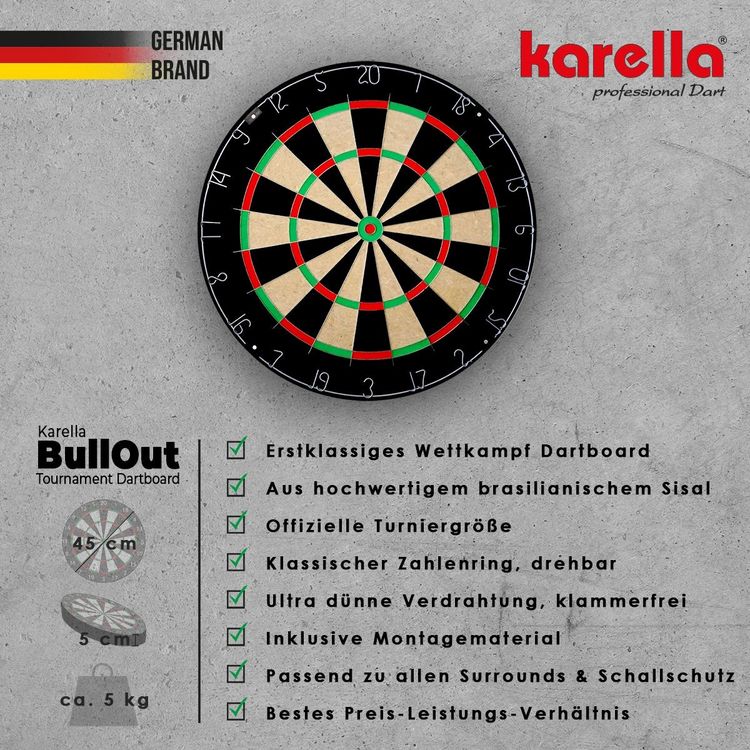 Produktbild: Karella 855001 - Dartboard BullOut, brasilianischer Sisal