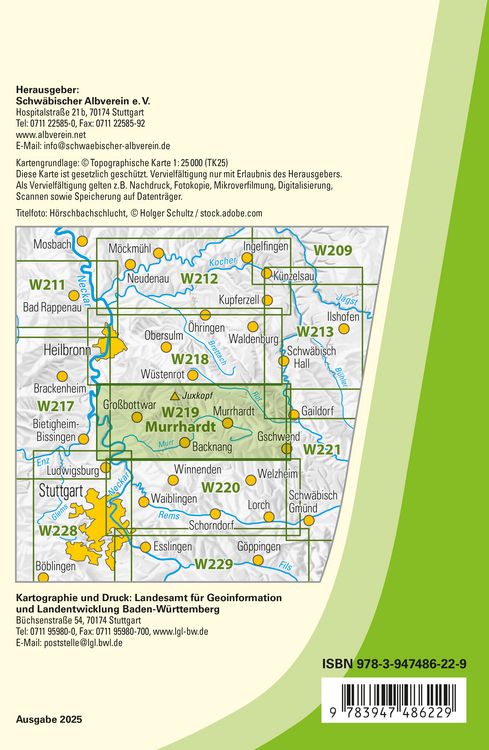 Produktbild: W219 Murrhardt - Bottwartal, Spiegelberg, Backnang