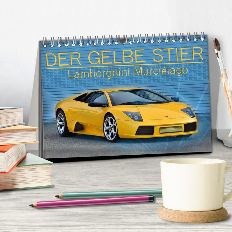 Produktbild: DER GELBE STIER - Lamborghini Murci&eacute;lago (Tischkalender 2025 DIN A5 quer), CALVENDO Monatskalender