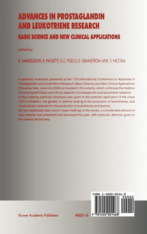 Produktbild: Advances in Prostaglandin and Leukotriene Research