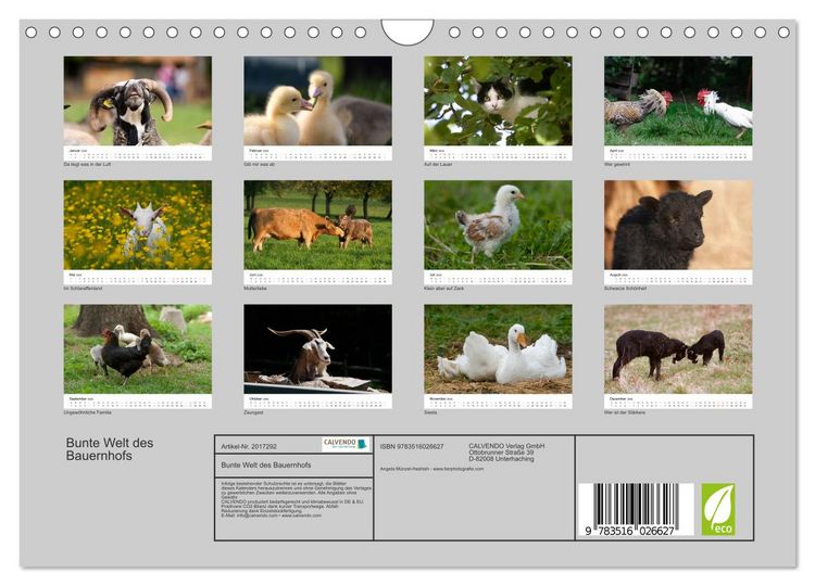 Produktbild: Bunte Welt des Bauernhofs (Wandkalender 2026 DIN A4 quer), CALVENDO Monatskalender