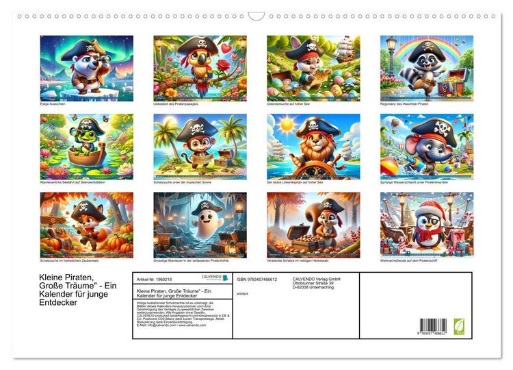 Produktbild: Kleine Piraten, Gro&szlig;e Tr&auml;ume" - Ein Kalender f&uuml;r junge Entdecker (Wandkalender 2026 DIN A2 quer), CALVENDO Monatskalender