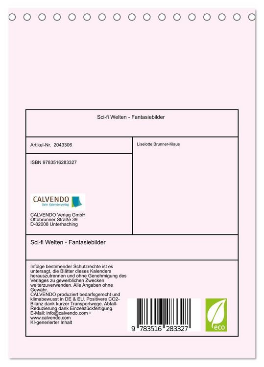 Produktbild: Sci-fi Welten - Fantasiebilder (Tischkalender 2026 DIN A5 hoch), CALVENDO Monatskalender